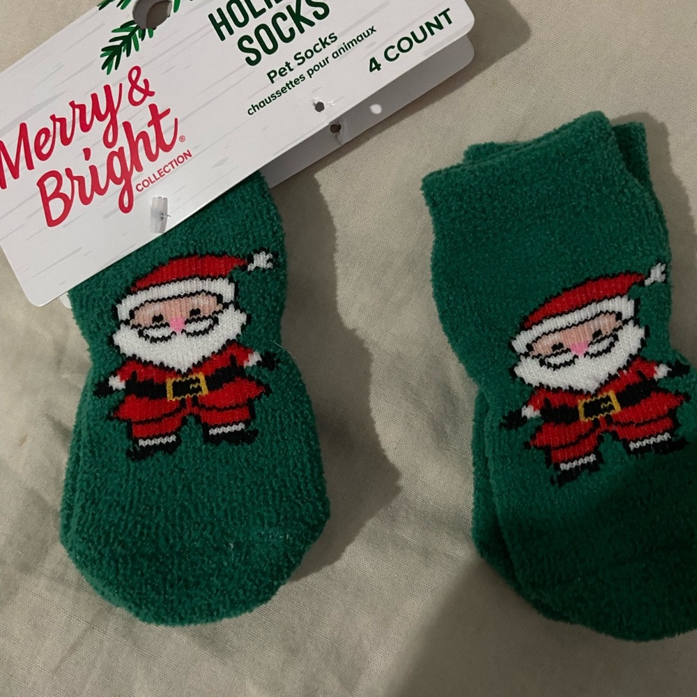 Green Holiday Dog Socks